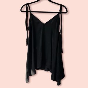 ❤️ ZARA spaghetti strap asymmetrical flowy top with shoulder ties, size S